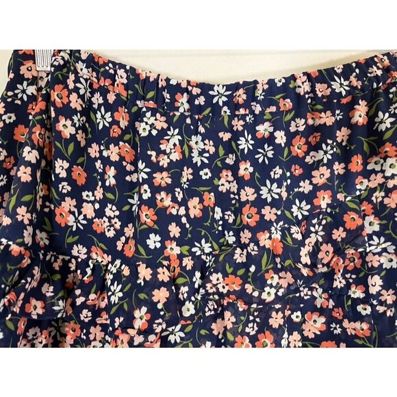 Michael Kors Chic Dainty Floral Skirt L Blue Mini Euro Summer Preppy Classic Y2K - Picture 3 of 8